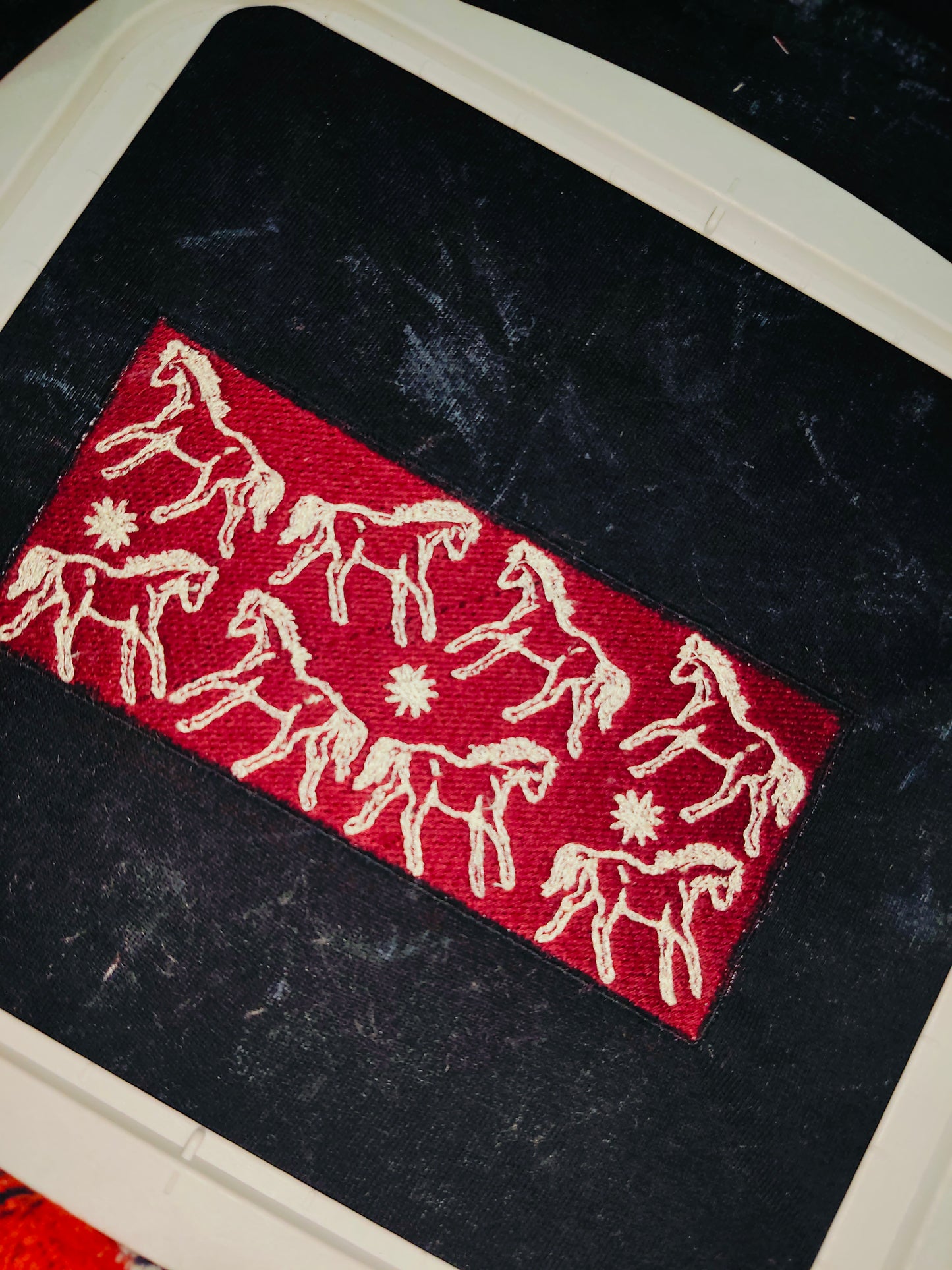 "Spirit Steed" Horse Embroidery Acid Wash Black Oversized Premium Winter Wear T-Shirt