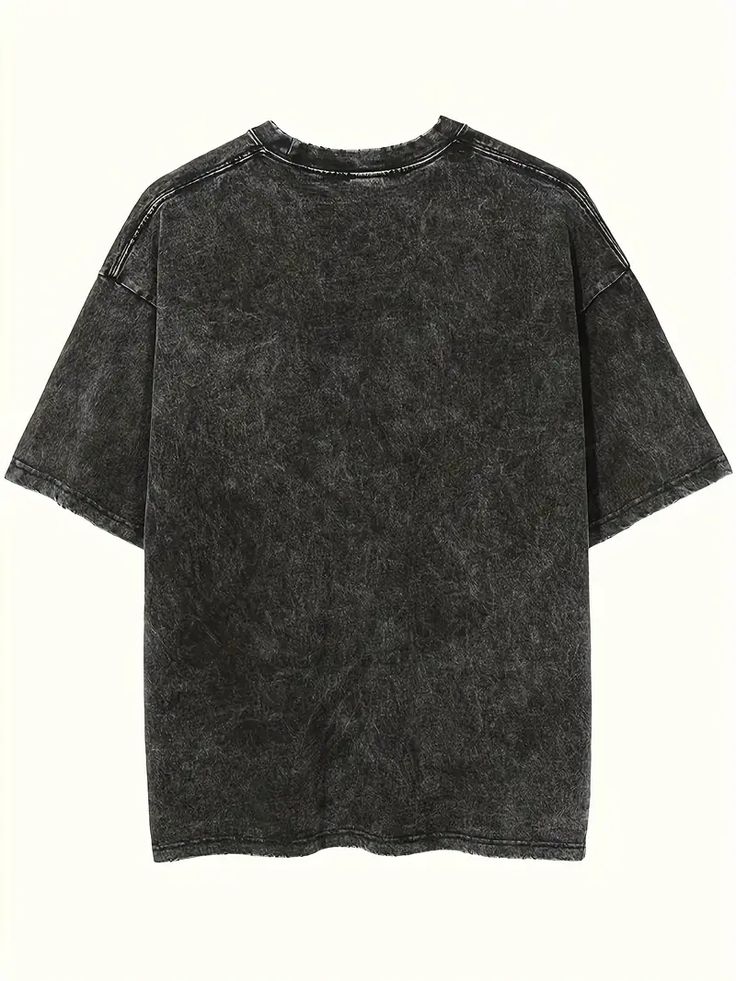 "Spirit Steed" Horse Embroidery Acid Wash Black Oversized Premium Winter Wear T-Shirt